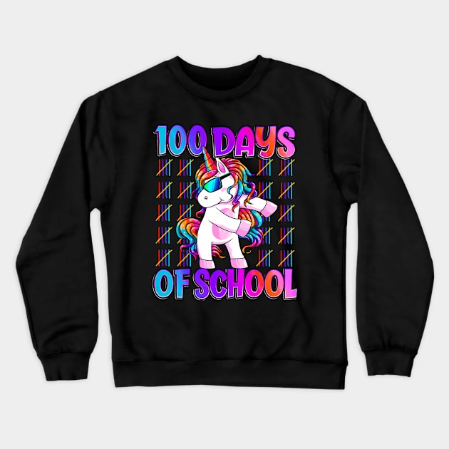 100 Days Of School  Unicorn 100 Days Smarter 100th Day Crewneck Sweatshirt by vulanstore